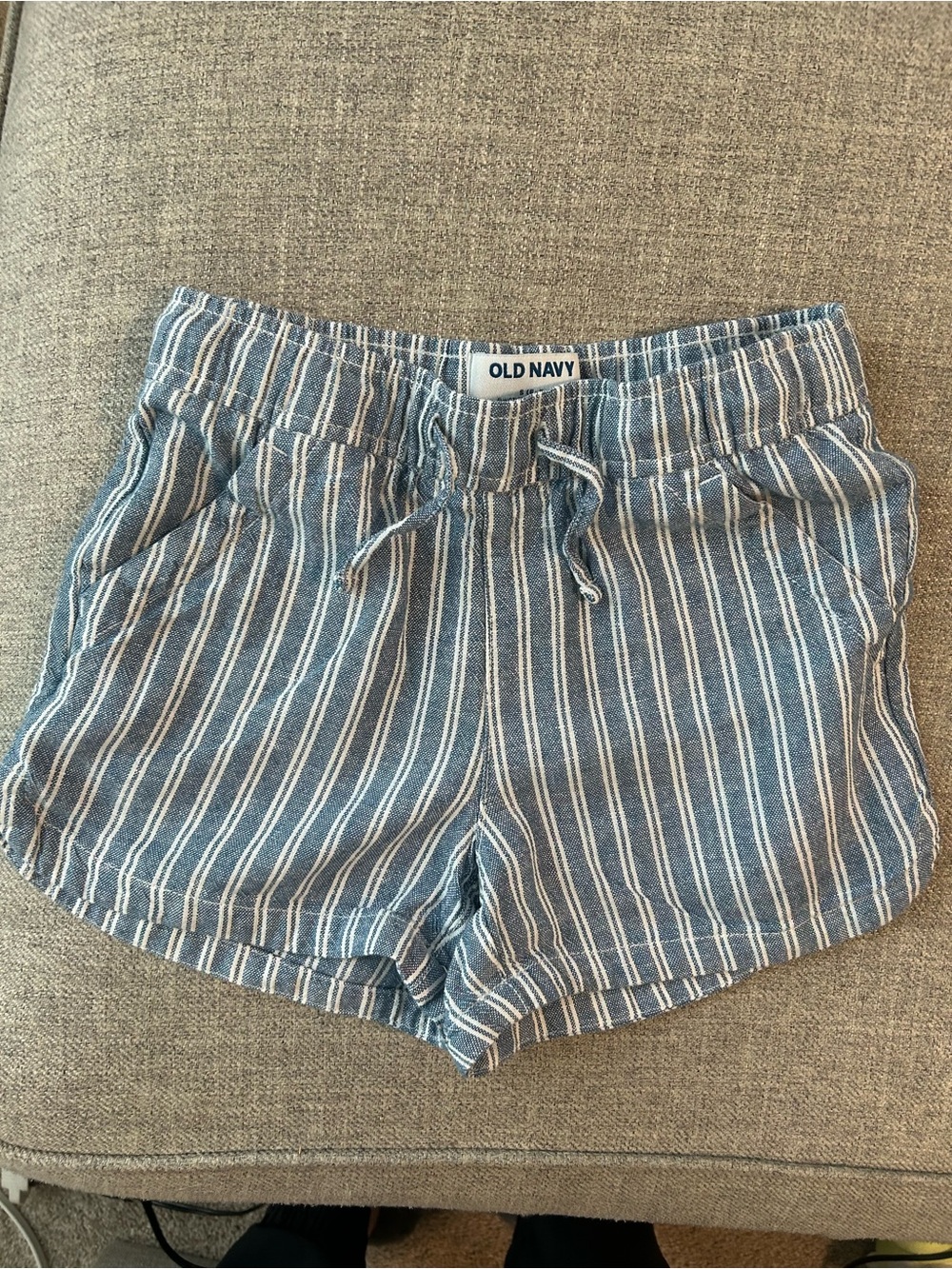 Old Navy Blue and White Striped Drawstring Kids Shorts & Black Skirt
